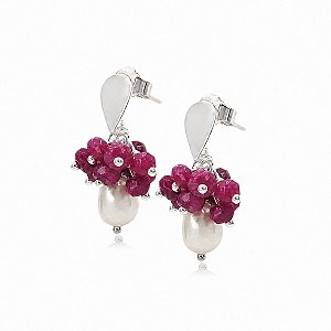 Brinco de Pérolas com Jade em Prata 925