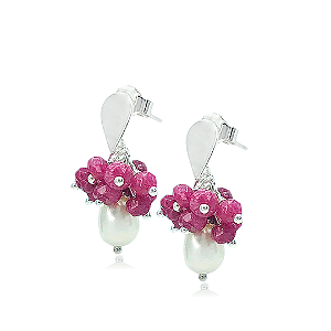 Brinco de Pérolas com Jade em Prata 925