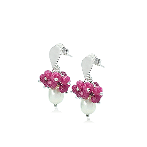 Brinco de Pérolas com Jade em Prata 925