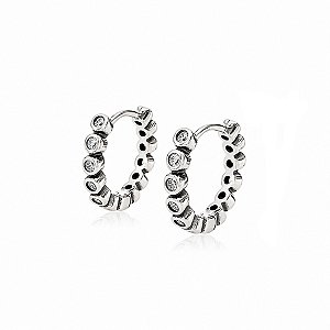 Brinco Argola Envelhecido em Prata 925 com Zircônias Dupla Face – 1,6 cm