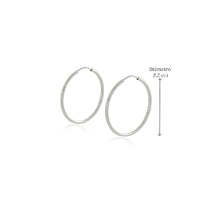 Brinco de Argola Lisa em Prata 925 - Diâmetro 2,2 cm