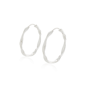 Brinco Argola Torcida em Prata 925 Polida 2,3 cm