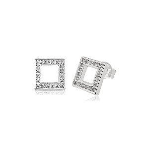 Brinco Quadrado Vazado com Zircônias em Prata 925