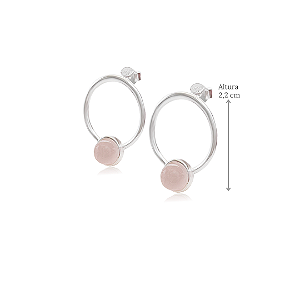 Brinco de Argola com Quartzo Rosa em Prata 925