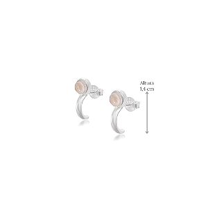 Brinco Quartzo Rosa Natural Pequeno de Prata 925