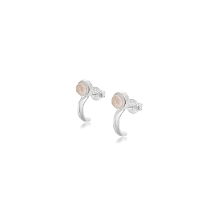 Brinco Quartzo Rosa Natural Pequeno de Prata 925