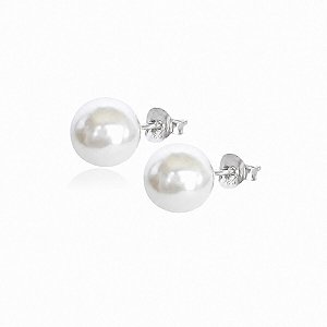 Brinco de Pérola Shell em Prata 925 - Diâmetro 0,8 cm