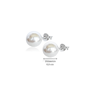 Brinco de Pérola Shell em Prata 925 - Diâmetro 0,8 cm
