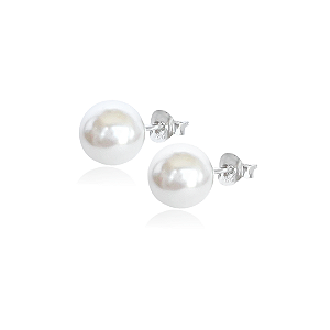 Brinco de Pérola Shell em Prata 925 - Diâmetro 0,8 cm
