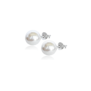 Brinco de Pérola Shell em Prata 925 - Diâmetro 0,8 cm