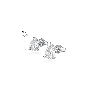 Brinco Ponto de Luz Gota em Prata 925 - Altura 0,7 cm