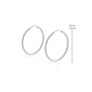 Brinco de Argola Lisa em Prata 925 - Diâmetro 3,2 cm