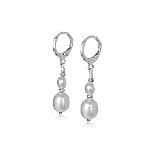 Brinco de Pérola Natural Pendente em Prata 925