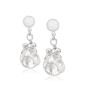 Brinco de Pérola Barroca Pendente em Prata 925