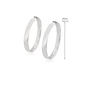 Brinco de Argola Fio Redondo em Prata 925 -  Diâmetro 5,0 cm