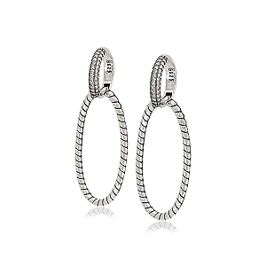 Brinco Argola 2 em 1 em Prata 925 com Zircônias