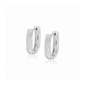 Brinco Argola Retangular Texturizada em Prata 925 – 1,4 cm
