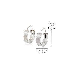 Brinco Argola Lisa Quadrada - 1,7 cm de Diâmetro e 5 mm de Espessura - Prata 925