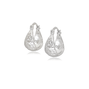 Brinco Argola Pequena Larga em Prata 925 com Textura