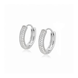 Brinco Argola com Zircônias em Prata 925 – 1,6 cm