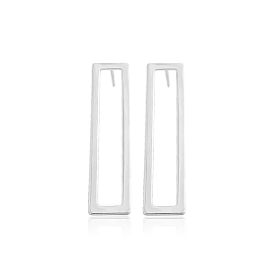 Brinco de Prata 925 Retangular Vazado – Moderno e Leve