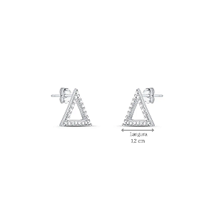 Brinco de Prata 925 Triangular Pequeno com Zircônias