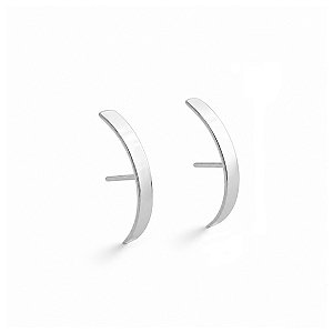 Brinco Ear Hook Liso Curvado em Prata 925