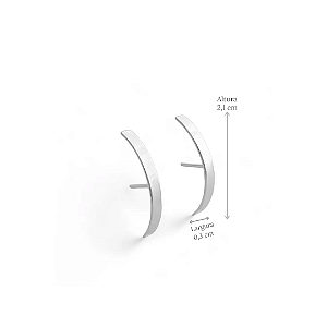 Brinco Ear Hook Liso Curvado em Prata 925