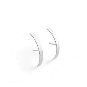 Brinco Ear Hook Liso Curvado em Prata 925