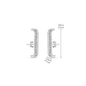 Brinco Ear Hook Zircônias em Prata 925