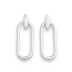 Brinco Argola Retangular Vazada em Prata 925