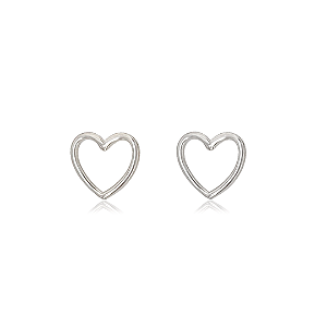 Brinco de Coração Vazado em Prata 925