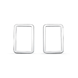 Brinco Retangular Vazado em Prata 925 Moderno e Leve