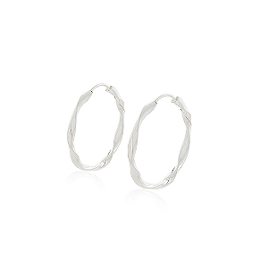 Brinco Argola Torcida em Prata 925 Polida 1,9 cm