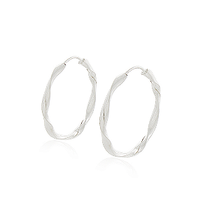 Brinco Argola Torcida em Prata 925 Polida 3,0 cm