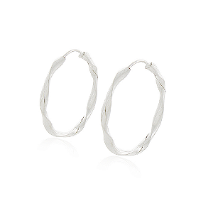 Brinco Argola Torcida em Prata 925 Polida 3,7 cm