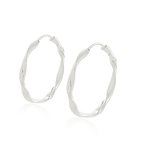 Brinco Argola Torcida em Prata 925 Polida 4,8 cm