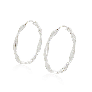 Brinco Argola Torcida em Prata 925 Polida 5,2 cm