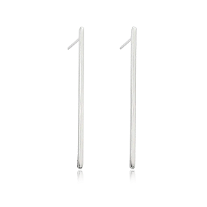 Brinco Palito Fino Liso Prata 925 Polido 4,7cm