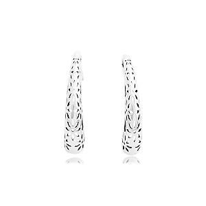 Brinco Meia Argola Flores Vazadas Prata 925