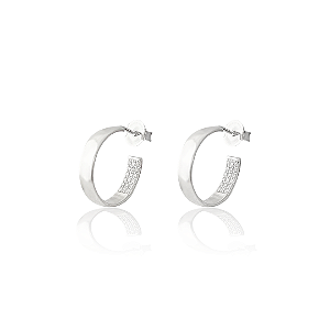 Brinco de Argola Pequena com Micro Zircônias em Prata 925