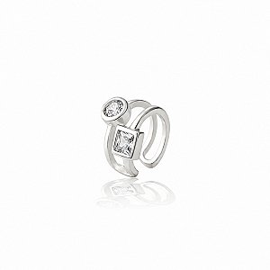 Piercing Fake Dois Aros com Zircônias em Prata 925