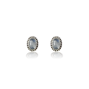 Brinco Oval Pequeno Pedra da Lua em Prata 925