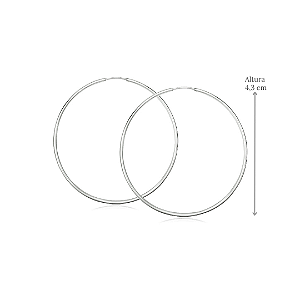 Brinco de Argola Fio Redondo em Prata 925 -  Diâmetro 4,3 cm
