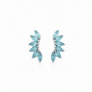 Brinco Ear Cuff Prata 925 com Zircônia Azul