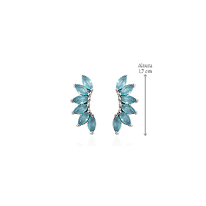 Brinco Ear Cuff  Prata 925 com Zircônia Azul