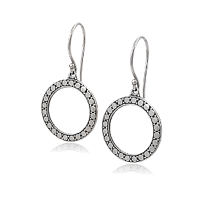 Brinco Círculo Envelhecido em Prata 925 com Fecho Gancho