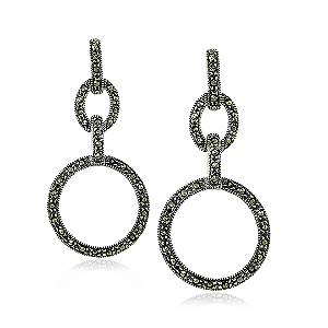 Brinco Marcassita Pendente em Prata 925 Envelhecida