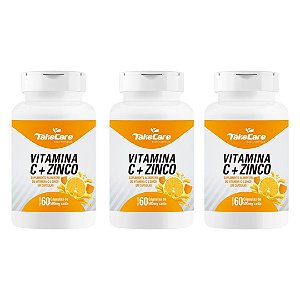 Kit 3uni Vitamina C + Zinco 500mg  60 cáps - Take Care