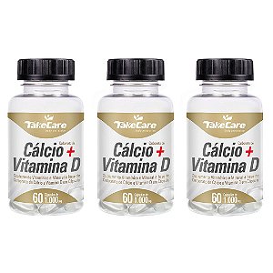Kit 3uni Calcio + Vitamina D 1000mg 60 cáps - Take Care